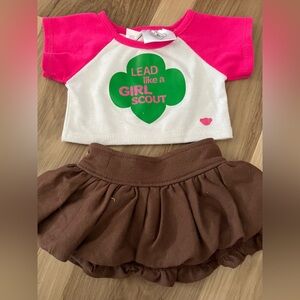 BUILD A BEAR Girl Scout Brown Skirt T Shirt “LEAD LIKE A GIRL SCOUT”